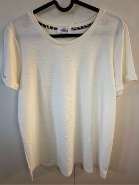 Ellie Cream Short Sleeve Textured Tee